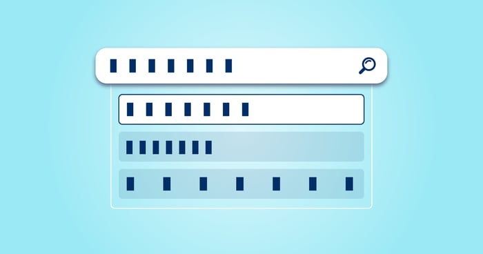 Search interface illustration showing query matching and relevance tuning across multiple search results.